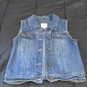 JUNIOR WOMEN GIRL'S DENIM CROPPED VEST JACKET